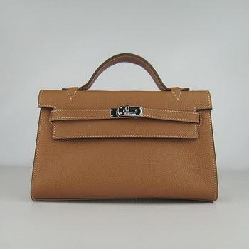 HKL22CNSLC16 Hermes Kelly 22CM Bestiame collo Stripe luce Caffﾨﾨ